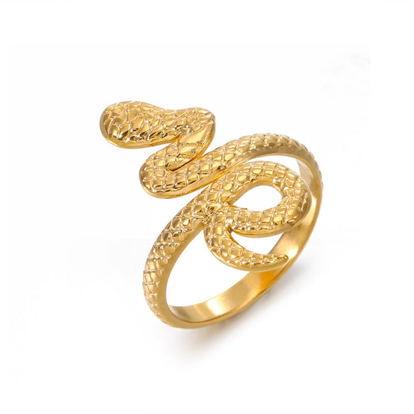 Wholesale Ladies' Serpentine Stainless Steel Ring With Animal Zodiac Pattern 18K Gold Plated
