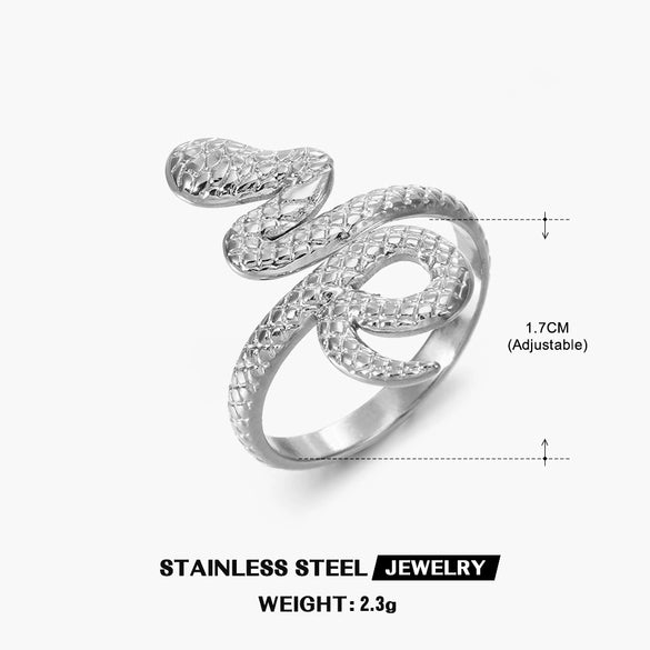 Wholesale Ladies' Serpentine Stainless Steel Ring With Animal Zodiac Pattern 18K Gold Plated