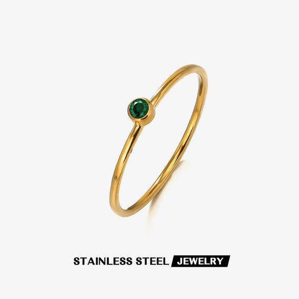 Wholesale Ladies Simple Popular Joker Diamond Birthstone Stainless Steel Geometric Ring With Electroplating