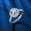 Wholesale Ladies Simple Popular Proposal Ring With Flower Pattern Silver Plated Electroplated Moissanite