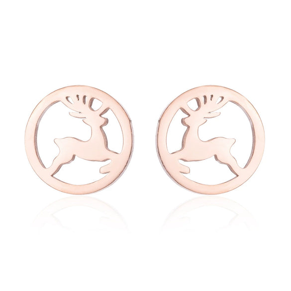 Wholesale Ladies Simple Stainless Steel Electroplated Christmas Tree Earrings