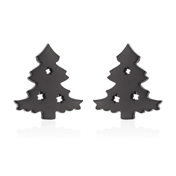 Wholesale Ladies Simple Stainless Steel Electroplated Christmas Tree Earrings
