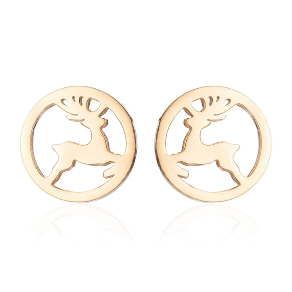 Wholesale Ladies Simple Stainless Steel Electroplated Christmas Tree Earrings