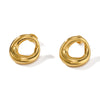 Wholesale Ladies Small Round Stainless Steel Earrings With Geometric Pattern 18K Vacuum Plated In Furnace Fragrant Style Full Of Personality