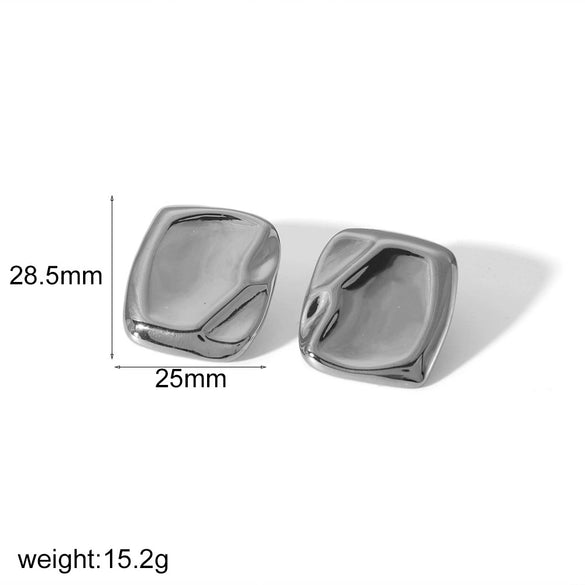 Wholesale Ladies Square Pleated Irregular Fashion Geometric Stainless Steel Electroplated Earrings