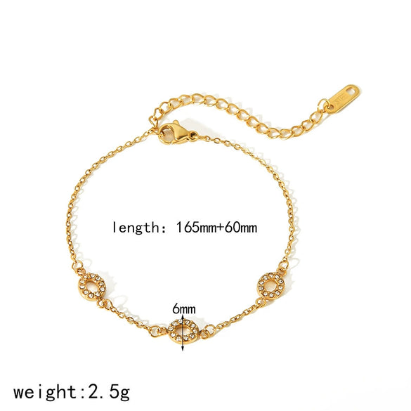 Wholesale Ladies Stainless Steel And 18K Gold Bracelet With Diamond Inlay And Delicate Style