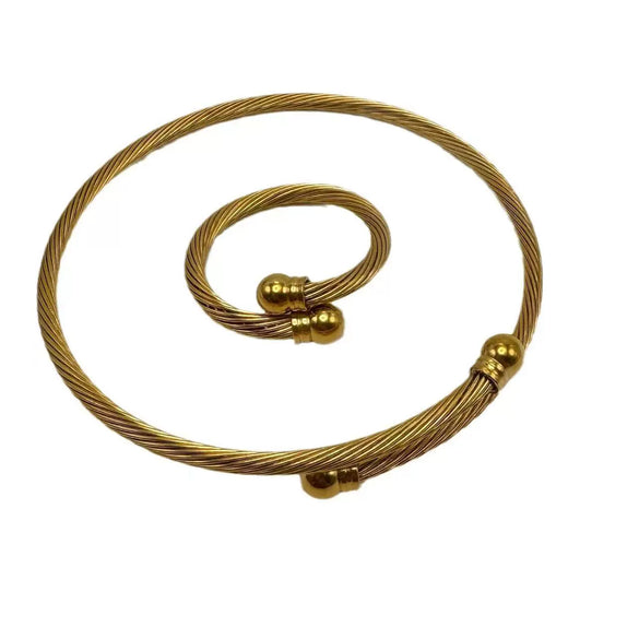 Wholesale Ladies Stainless Steel And Titanium Steel Electroplated 18K Gold Cable Fashion Bracelet With Personality Style