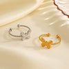 Wholesale Ladies Stainless Steel Animal Zodiac Butterfly Ring 18K Gold Plated