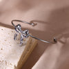 Wholesale Ladies Stainless Steel Bow Electroplated Bracelet With Plants And Flowers Style