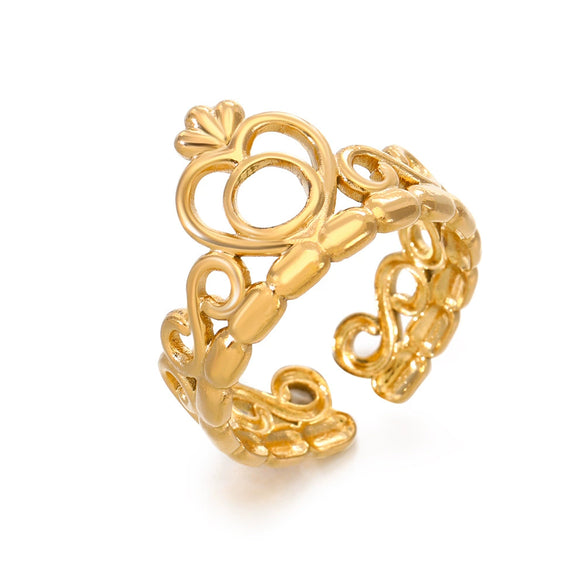Wholesale Ladies Stainless Steel Crown Ring With Electroplating Process