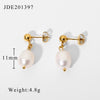Wholesale Ladies Stainless Steel Earrings With Pearl Geometric Pattern 18K Gold Electroplated Fashion And Personalized