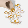 Wholesale Ladies Stainless Steel Earrings With Pearl Geometric Pattern 18K Gold Electroplated Fashion And Personalized