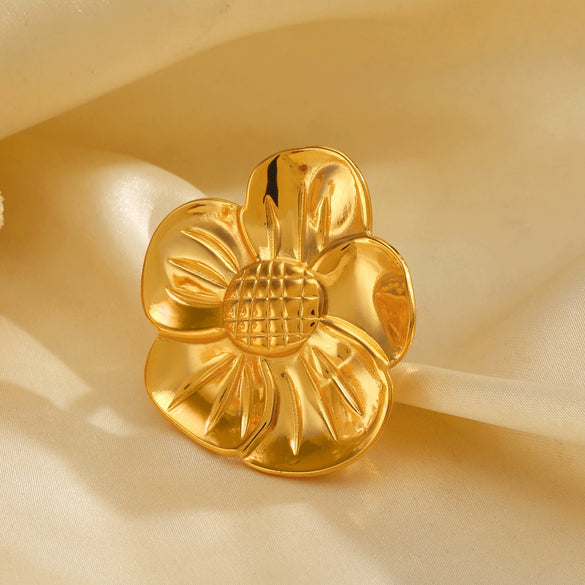 Wholesale Ladies Stainless Steel Electroplated Flower Ring