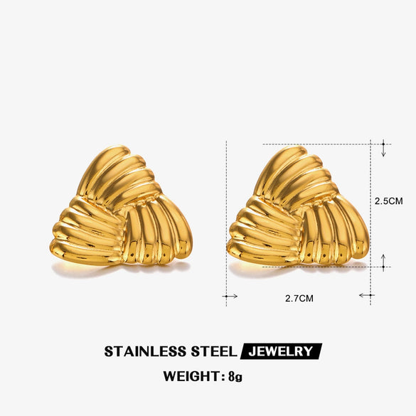 Wholesale Ladies Stainless Steel Exaggerated Retro Geometric Oval Heart Shape Electroplated Earrings