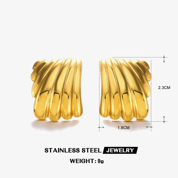 Wholesale Ladies Stainless Steel Exaggerated Retro Geometric Oval Heart Shape Electroplated Earrings
