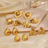 Wholesale Ladies Stainless Steel Exaggerated Retro Geometric Oval Heart Shape Electroplated Earrings