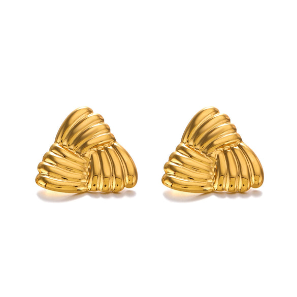Wholesale Ladies Stainless Steel Exaggerated Retro Geometric Oval Heart Shape Electroplated Earrings