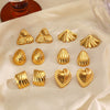 Wholesale Ladies Stainless Steel Exaggerated Retro Geometric Oval Heart Shape Electroplated Earrings