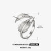 Wholesale Ladies Stainless Steel Feather Opening Adjustable Gold Plated Ring