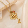 Wholesale Ladies Stainless Steel Flower Necklace Set With Diamonds And O Word Chain