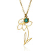 Wholesale Ladies Stainless Steel Flower Necklace Set With Diamonds And O Word Chain