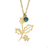 Wholesale Ladies Stainless Steel Flower Necklace Set With Diamonds And O Word Chain