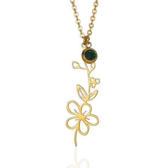Wholesale Ladies Stainless Steel Flower Necklace Set With Diamonds And O Word Chain