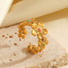 Wholesale Ladies Stainless Steel Flower Oil Dripping Electroplated Ring