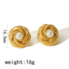 Wholesale Ladies Stainless Steel Flower Pearl Earrings Light Luxury Highend Sense