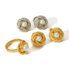 Wholesale Ladies Stainless Steel Flower Pearl Earrings Light Luxury Highend Sense