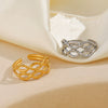 Wholesale Ladies Stainless Steel Geometric Cross Open Ring 18K Gold Plated