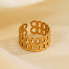 Wholesale Ladies Stainless Steel Geometric Doublelayer Chain Opening Adjustable Ring With Electroplating