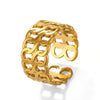 Wholesale Ladies Stainless Steel Geometric Doublelayer Chain Opening Adjustable Ring With Electroplating