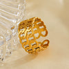 Wholesale Ladies Stainless Steel Geometric Doublelayer Chain Opening Adjustable Ring With Electroplating