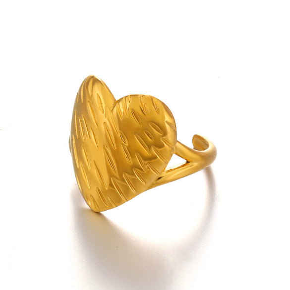 Wholesale Ladies Stainless Steel Geometric Heart Ring 18K Gold Plated