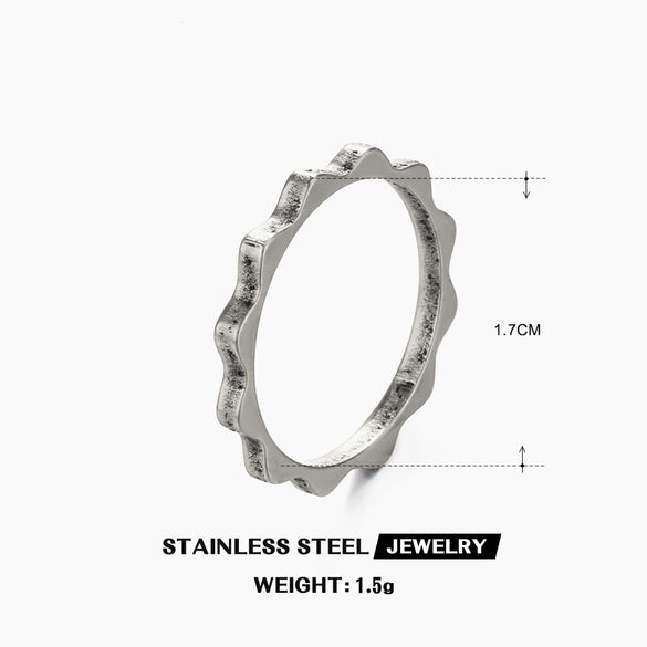 Wholesale Ladies Stainless Steel Geometric Hip Hop Style Ring With Electroplating Treatment