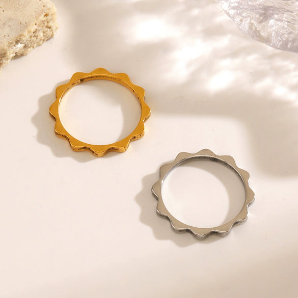 Wholesale Ladies Stainless Steel Geometric Hip Hop Style Ring With Electroplating Treatment