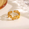 Wholesale Ladies Stainless Steel Geometric Hollow Square Ring 18K Gold Plated