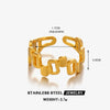 Wholesale Ladies Stainless Steel Geometric Hollow Square Ring 18K Gold Plated