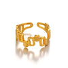 Wholesale Ladies Stainless Steel Geometric Hollow Square Ring 18K Gold Plated
