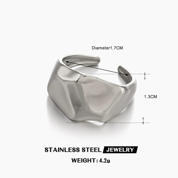 Wholesale Ladies Stainless Steel Geometric Irregular Shaped Ring With Bright Polished And Electroplating Treatment