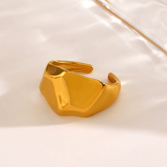 Wholesale Ladies Stainless Steel Geometric Irregular Shaped Ring With Bright Polished And Electroplating Treatment