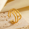 Wholesale Ladies Stainless Steel Geometric Line Electroplated Opening Adjustment Ring