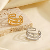 Wholesale Ladies Stainless Steel Geometric Line Electroplated Opening Adjustment Ring