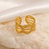Wholesale Ladies Stainless Steel Geometric Line Opening Adjustment Ring With Electroplating Ins Style Joker Personality