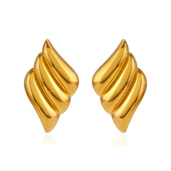 Wholesale Ladies Stainless Steel Geometric Love Wings Gold Plated Earrings