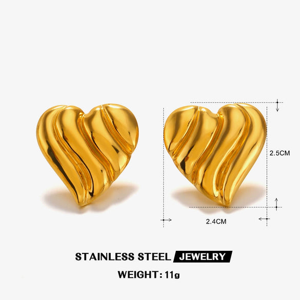 Wholesale Ladies Stainless Steel Geometric Love Wings Gold Plated Earrings