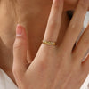 Wholesale Ladies Stainless Steel Geometric Open Adjustable Real Gold Plated Ring
