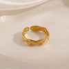Wholesale Ladies Stainless Steel Geometric Open Adjustable Real Gold Plated Ring