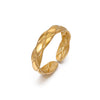 Wholesale Ladies Stainless Steel Geometric Open Adjustable Real Gold Plated Ring